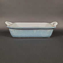 Load image into Gallery viewer, Vintage Baking Dish 6"x9"x2-1/2" Floral Design Signed Hull delphinium flowers