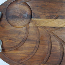 Load image into Gallery viewer, Bruce Fox Oval Wood Cutting Serving Tray w/Juice Groove Metal Fish Handles