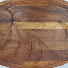 Load image into Gallery viewer, Bruce Fox Oval Wood Cutting Serving Tray w/Juice Groove Metal Fish Handles