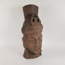 Load image into Gallery viewer, Hand Carved Wooden Buddha Head 17-1/2" Tall