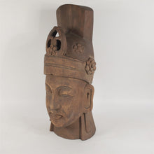 Load image into Gallery viewer, Hand Carved Wooden Buddha Head 17-1/2" Tall