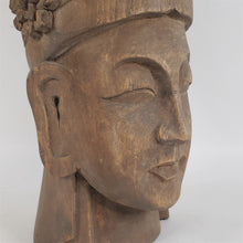 Load image into Gallery viewer, Hand Carved Wooden Buddha Head 17-1/2" Tall