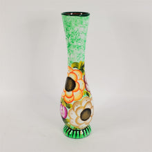 Load image into Gallery viewer, Hand painted UV Reactive Neon Colors Floral Talavera Vase 14"H