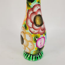 Load image into Gallery viewer, Hand painted UV Reactive Neon Colors Floral Talavera Vase 14"H