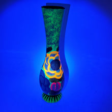 Load image into Gallery viewer, Hand painted UV Reactive Neon Colors Floral Talavera Vase 14"H
