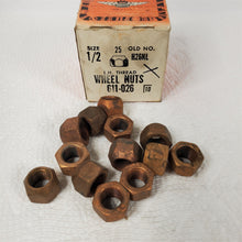 Load image into Gallery viewer, LOT of 13 1/2&quot; Left Hand LH Thread Copper-Plated Wheel Lug Nuts Dorman 611-026