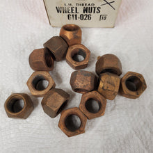 Load image into Gallery viewer, LOT of 13 1/2&quot; Left Hand LH Thread Copper-Plated Wheel Lug Nuts Dorman 611-026