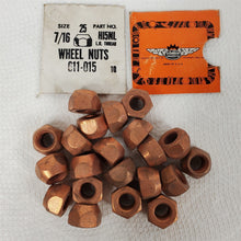 Load image into Gallery viewer, LOT of 21 7/16&quot; Left Hand LH Thread Copper-Plated Wheel Lug Nuts Dorman 611-015