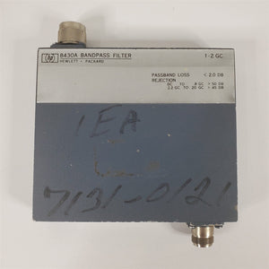 1-2 GHz Bandpass Filter HP 8430A Rejection DC to 20 GHz, 50-45DB