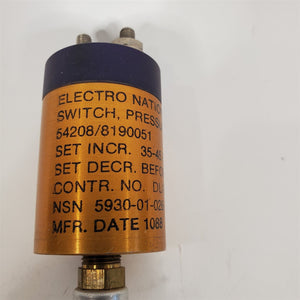 NOS Liquid Pressure Increase Switch 20-40 PSIG Electro National 8190051