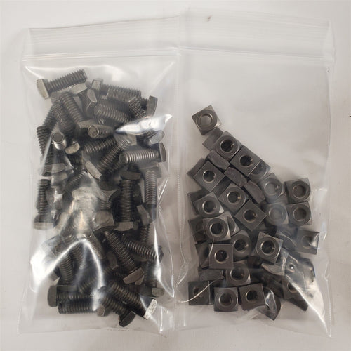 Vintage 1986 Mil-Std Square Head 1/4-20 3/4 50 Bolts & 50 Nuts = Pack of 100