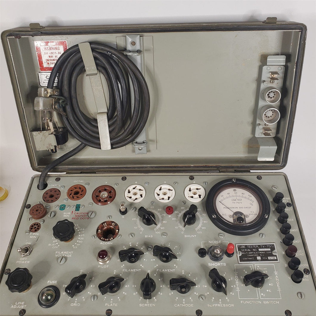 Vintage US Army TV-7D/U Tube Tester Early Serial #008 Multi-Amp Electronic Corp.