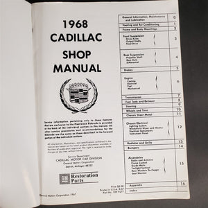 1968 Cadillac Shop Manual reprint by GM Restoration Parts