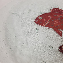 Load image into Gallery viewer, Large Oval Copper Infused Platter Salmon Art Glass Textured on Bottom