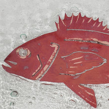 Load image into Gallery viewer, Large Oval Copper Infused Platter Salmon Art Glass Textured on Bottom