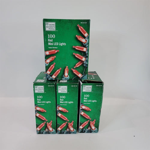 Lot of 4 String Light Sets 50 LED C6 Red White Home Accents Holiday Christmas