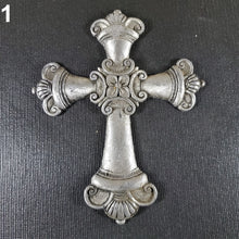 Load image into Gallery viewer, Ornate Lead Cross w/ Center Flower 5-13/16" YOU CHOOSE For Rat Rod or Decoration