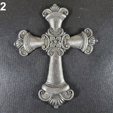 Load image into Gallery viewer, Ornate Lead Cross w/ Center Flower 5-13/16" YOU CHOOSE For Rat Rod or Decoration