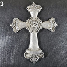 Load image into Gallery viewer, Ornate Lead Cross w/ Center Flower 5-13/16" YOU CHOOSE For Rat Rod or Decoration