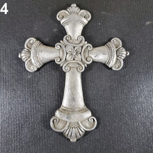 Load image into Gallery viewer, Ornate Lead Cross w/ Center Flower 5-13/16" YOU CHOOSE For Rat Rod or Decoration