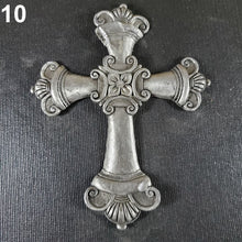 Load image into Gallery viewer, Ornate Lead Cross w/ Center Flower 5-13/16" YOU CHOOSE For Rat Rod or Decoration