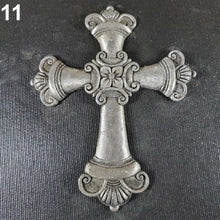 Load image into Gallery viewer, Ornate Lead Cross w/ Center Flower 5-13/16" YOU CHOOSE For Rat Rod or Decoration