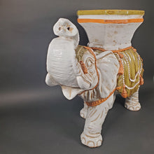 Load image into Gallery viewer, Huge Ceramic Hollywood Regency Elephant Plant Stand / Side Table Made in Italy