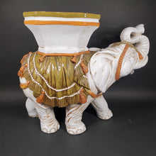 Load image into Gallery viewer, Huge Ceramic Hollywood Regency Elephant Plant Stand / Side Table Made in Italy