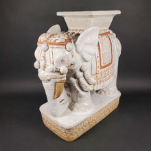 Load image into Gallery viewer, Huge Ceramic Hollywood Regency Elephant Plant Stand / Side Table