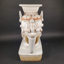 Load image into Gallery viewer, Huge Ceramic Hollywood Regency Elephant Plant Stand / Side Table