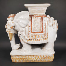 Load image into Gallery viewer, Huge Ceramic Hollywood Regency Elephant Plant Stand / Side Table