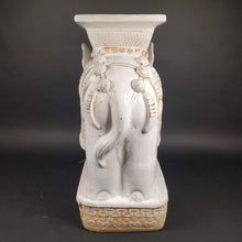 Load image into Gallery viewer, Huge Ceramic Hollywood Regency Elephant Plant Stand / Side Table