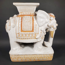 Load image into Gallery viewer, Huge Ceramic Hollywood Regency Elephant Plant Stand / Side Table
