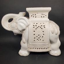 Load image into Gallery viewer, Large Ceramic Hollywood Regency Elephant Plant Stand / Side Table