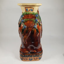Load image into Gallery viewer, Huge Colorful Ceramic Hollywood Regency Elephant Plant Stand / Side Table India