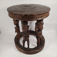 Load image into Gallery viewer, Primitive Hand Carved Figural Table w/ 5 Male Carved From Single Wooden Log