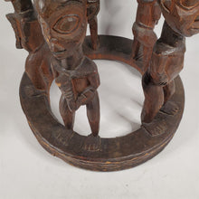 Load image into Gallery viewer, Primitive Hand Carved Figural Table w/ 5 Male Carved From Single Wooden Log