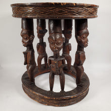 Load image into Gallery viewer, Primitive Hand Carved Figural Table w/ 5 Male Carved From Single Wooden Log