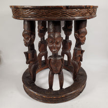 Load image into Gallery viewer, Primitive Hand Carved Figural Table w/ 5 Male Carved From Single Wooden Log