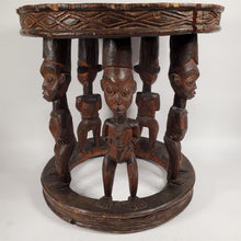 Load image into Gallery viewer, Primitive Hand Carved Figural Table w/ 5 Male Carved From Single Wooden Log
