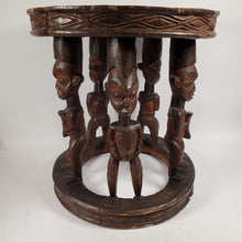 Load image into Gallery viewer, Primitive Hand Carved Figural Table w/ 5 Male Carved From Single Wooden Log