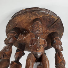 Load image into Gallery viewer, Primitive Hand Carved Figural Table w/ 5 Male Carved From Single Wooden Log