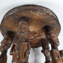Load image into Gallery viewer, Primitive Hand Carved Figural Table w/ 5 Male Carved From Single Wooden Log