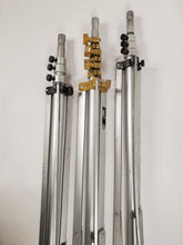 Load image into Gallery viewer, Lot of 3 Lowel Tota-System Tota-Frame Pro Lighting Stands / Tripods 3.5&#39; - 9&#39;