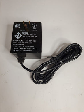 Vintage James Electronics Model 6619 Power Adapter - 5 VDC 600 mA