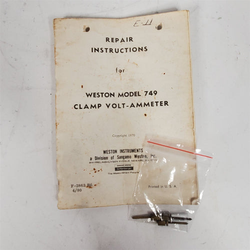 Weston Model 749 Clamp Volt-Ammeter Repair Instructions & Spare Tips