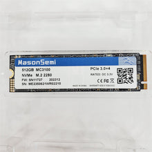 Load image into Gallery viewer, MasonSemi 512GB MC3100 Internal NVMe M.2 2280 Solid State Drive SN11737