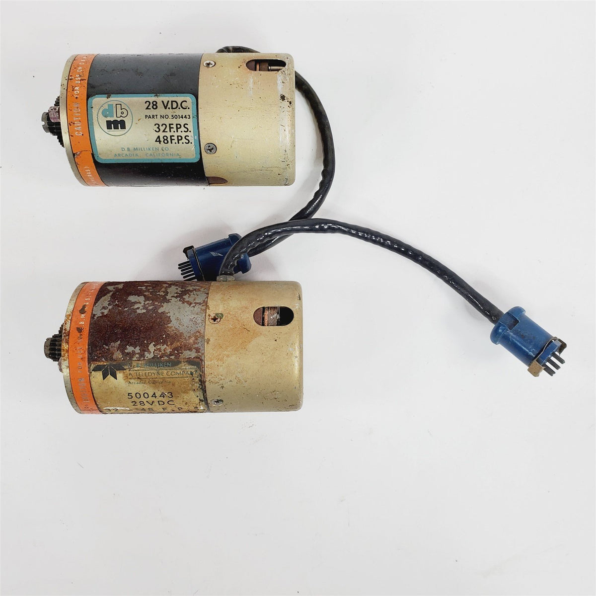 Vintage Lot of 2 32-48 FPS Motors for DB Milliken DBM-5C High Speed 16 ...