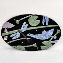 Load image into Gallery viewer, Rick Stafford Pond Series Sushi Platter Dragonfly Fish Lily Pad Signed 16"