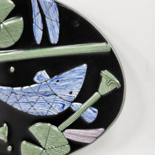 Load image into Gallery viewer, Rick Stafford Pond Series Sushi Platter Dragonfly Fish Lily Pad Signed 16"